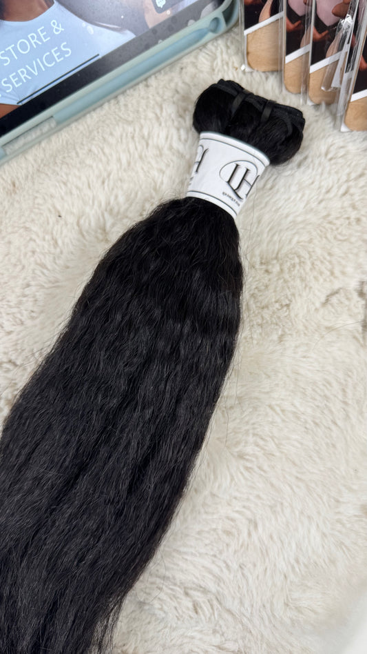 Lounique Burmese Kinky Straight Raw Hair
 (100g Weft) #1B