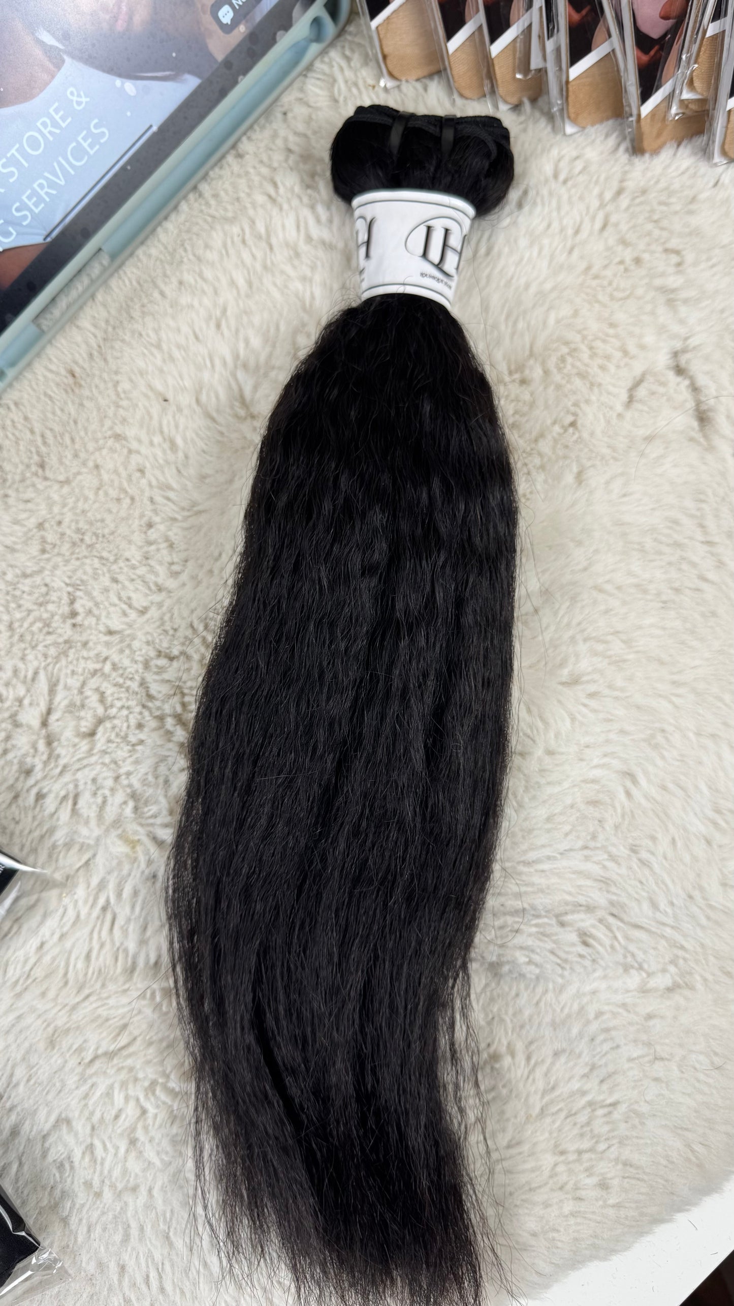 Lounique Burmese Kinky Straight Raw Hair
 (100g Weft) #1B