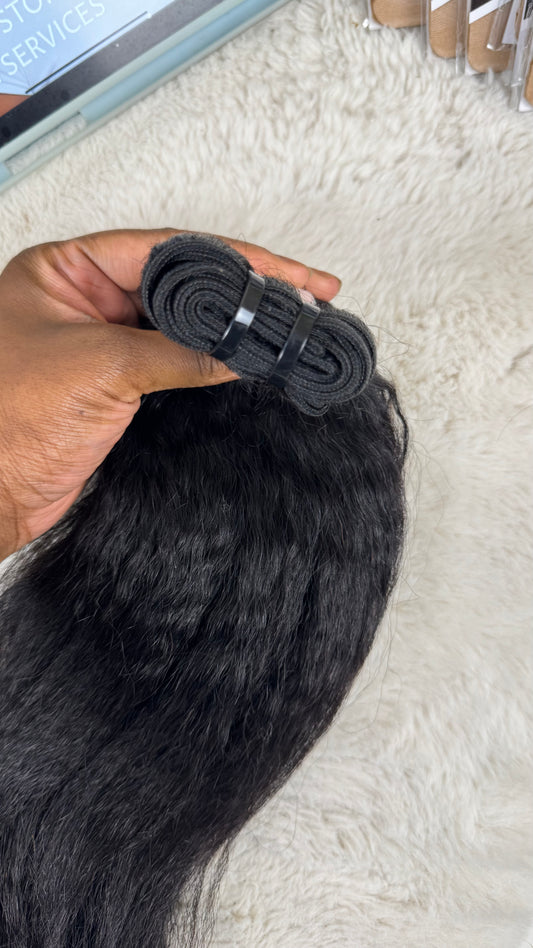 Lounique Burmese Kinky Straight virgin Hair
 (100g Weft) #1B