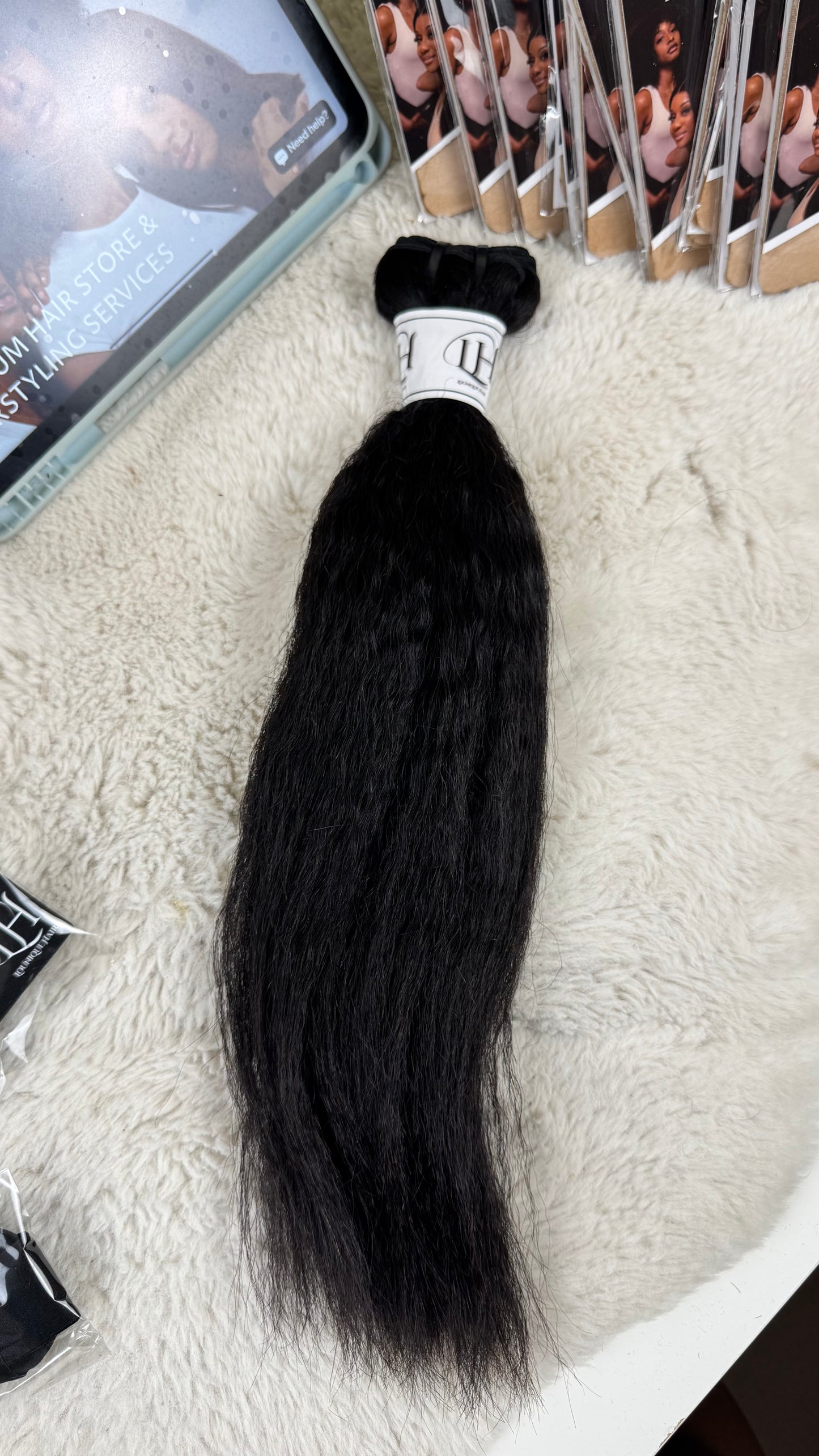 Lounique Burmese Kinky Straight Raw Hair
 (100g Weft) #1B